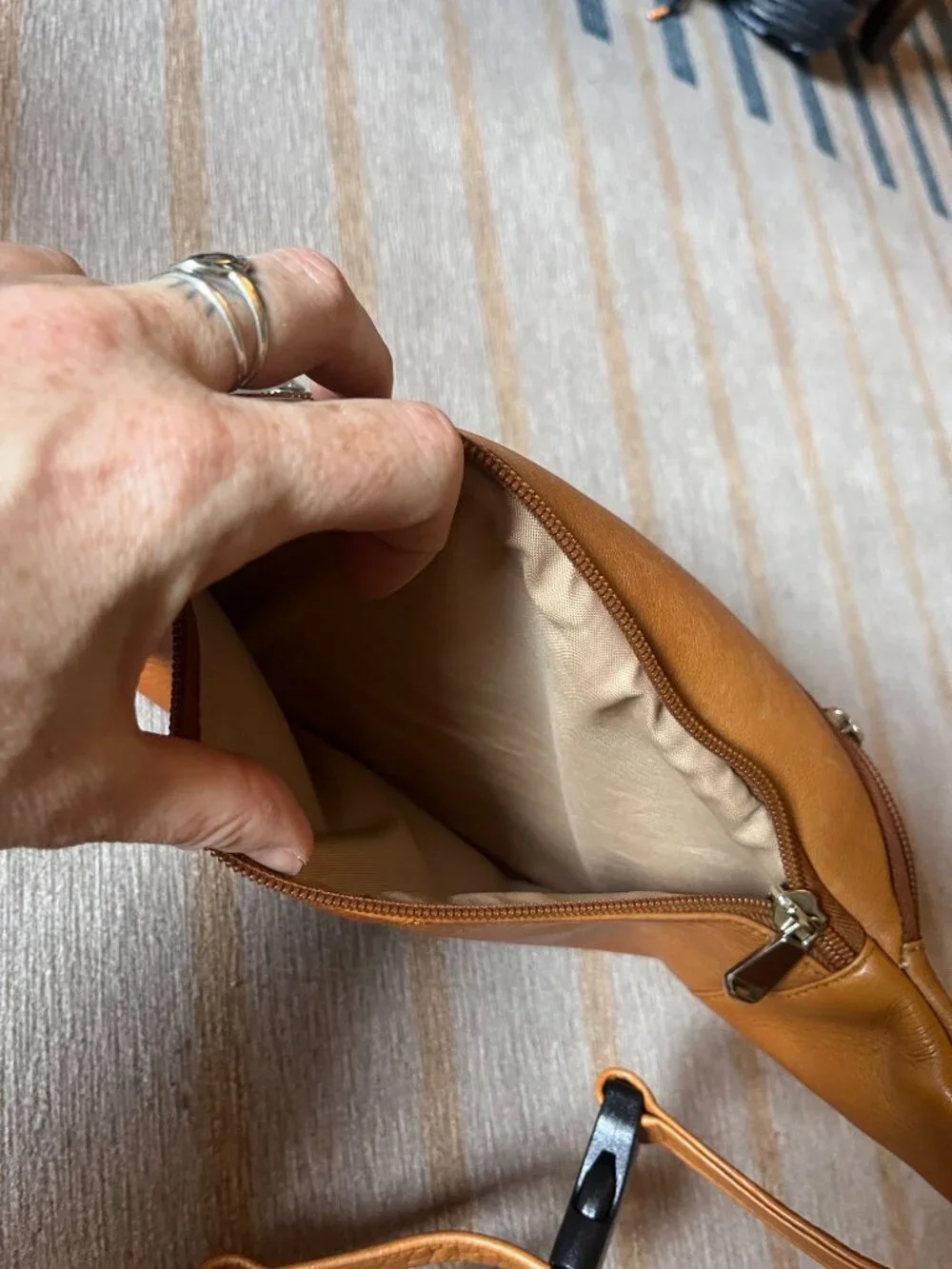 Cognac Leather Fanny Pack Crossbody Bag - Like New!